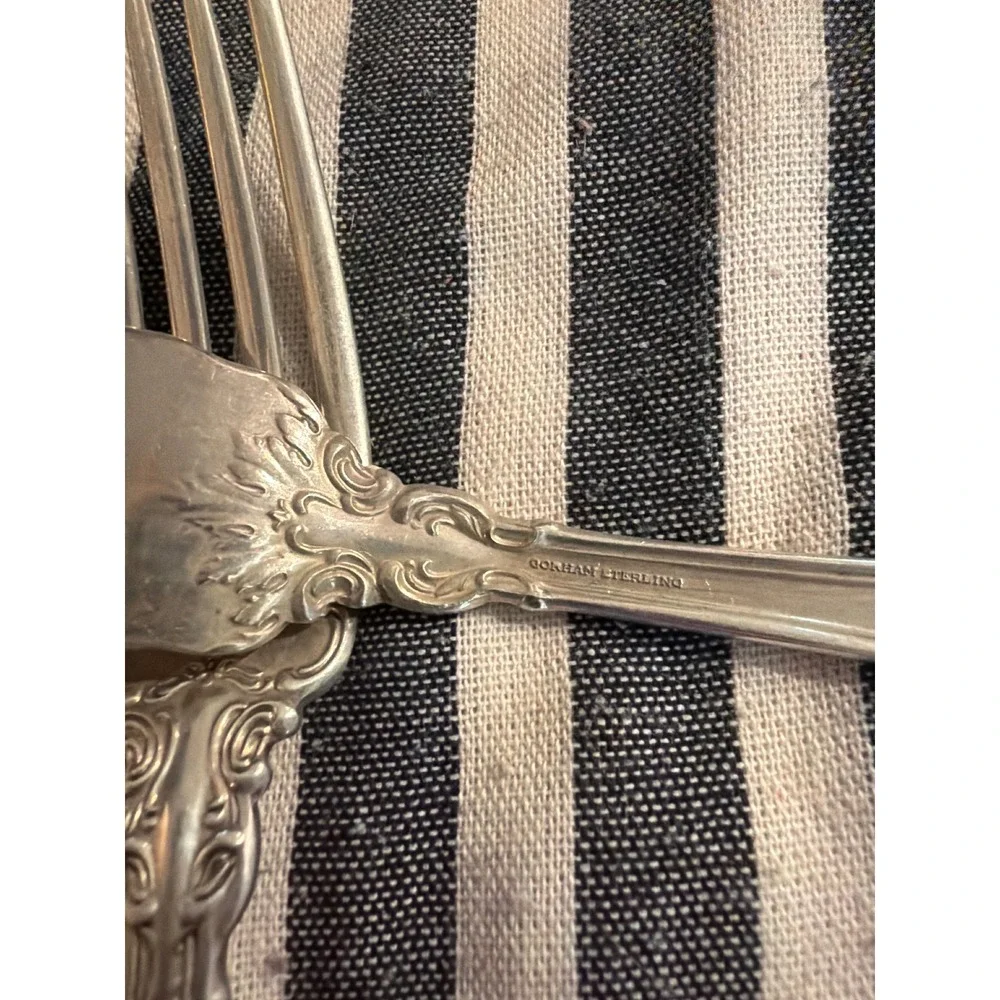 Gorham Sterling Silver Chantilly Dinner Forks Set of 2 Vintage Flatware 7 inch